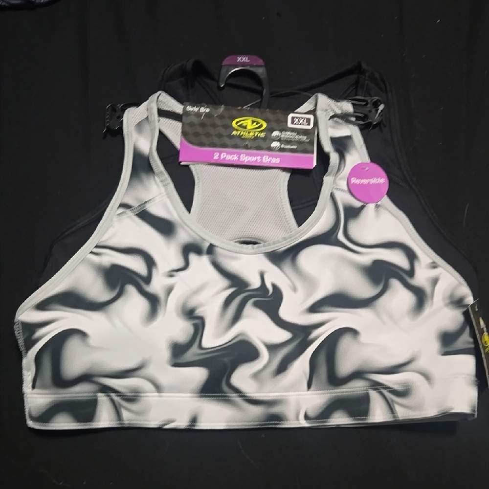 NWTAthletic Works Girl's Black and Gray Sports Bra